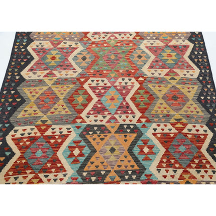 Maimana Kilim 4' 9" X 6' 6" Wool Hand-Woven Kilim 4' 9" X 6' 6" (145 X 198) / Multi / Multi