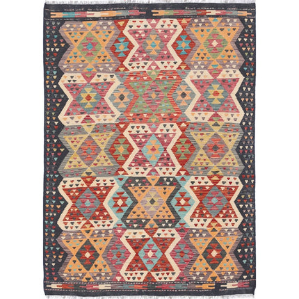 Maimana Kilim Hand-Woven Wool Kilim IVA0033448 - Natalia Rugs