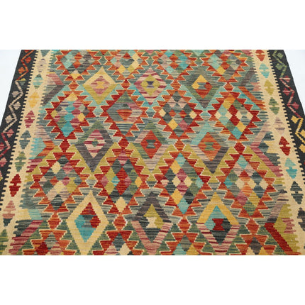 Maimana Kilim 4' 11" X 6' 5" Wool Hand-Woven Kilim 4' 11" X 6' 5" (150 X 196) / Multi / Multi