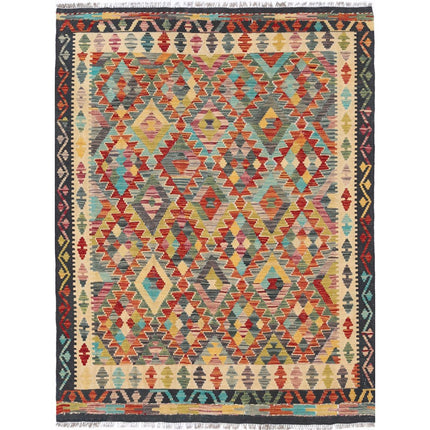 Maimana Kilim Hand-Woven Wool Kilim IVA0033450 - Natalia Rugs