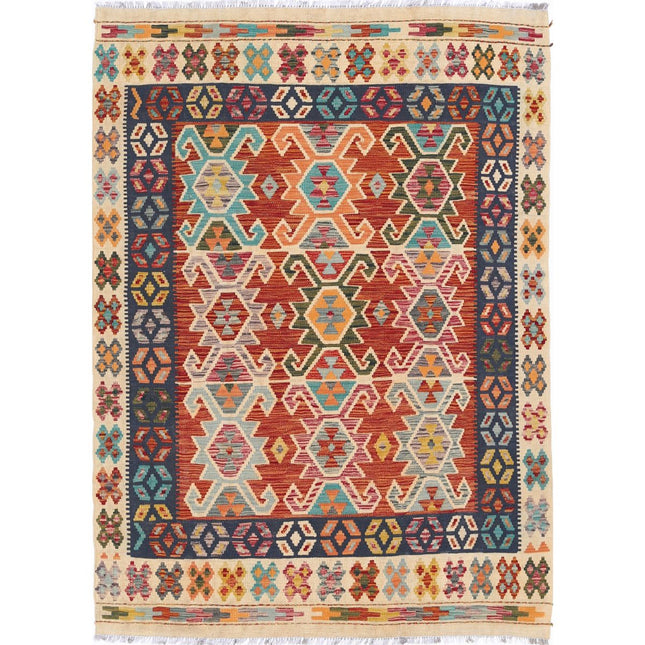 Maimana Kilim Hand-Woven Wool Kilim IVA0033451 - Natalia Rugs