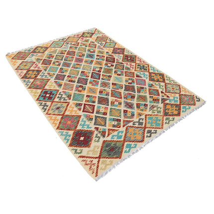 Maimana Kilim 4' 9" X 6' 9" Wool Hand-Woven Kilim 4' 9" X 6' 9" (145 X 206) / Multi / Multi