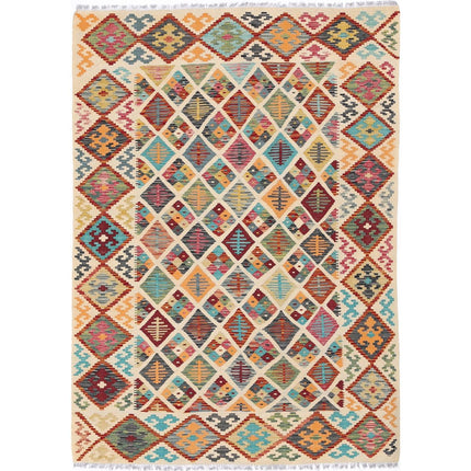 Maimana Kilim Hand-Woven Wool Kilim IVA0033456 - Natalia Rugs