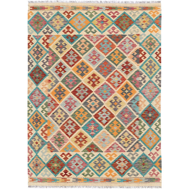 Maimana Kilim Hand-Woven Wool Kilim IVA0033457 - Natalia Rugs