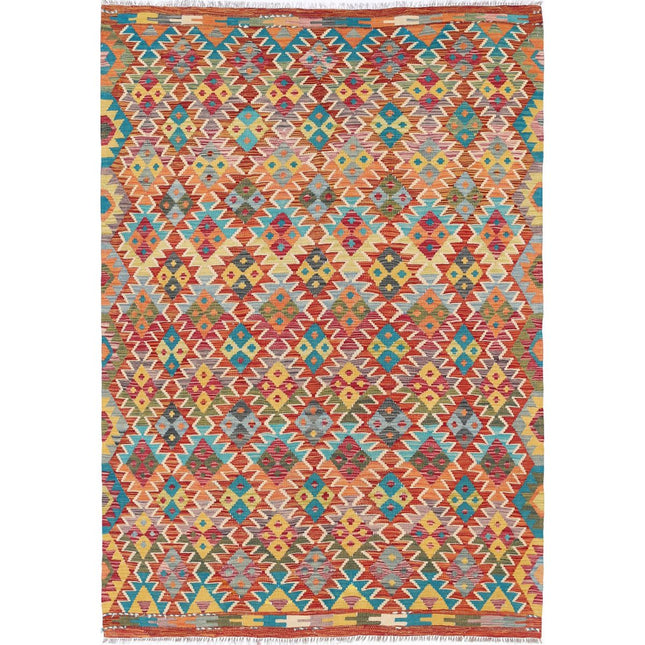 Maimana Kilim Hand-Woven Wool Kilim IVA0033466 - Natalia Rugs