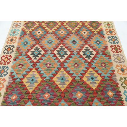 Maimana Kilim 5' 4" X 8' 0" Wool Hand-Woven Kilim 5' 4" X 8' 0" (163 X 244) / Multi / Multi