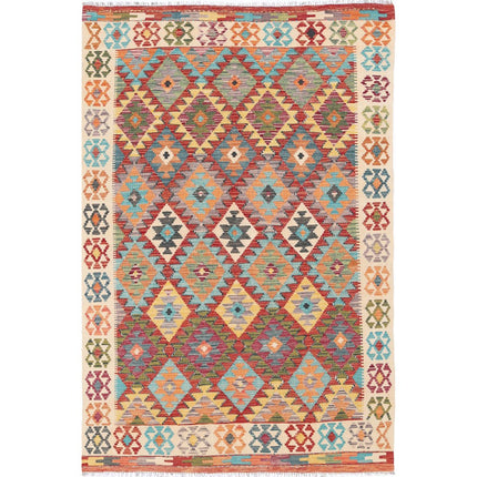 Maimana Kilim Hand-Woven Wool Kilim IVA0033467 - Natalia Rugs