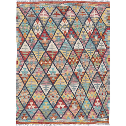 Maimana Kilim Hand-Woven Wool Kilim IVA0033470 - Natalia Rugs