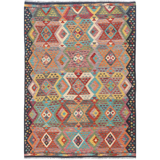 Maimana Kilim Hand-Woven Wool Kilim IVA0033474 - Natalia Rugs