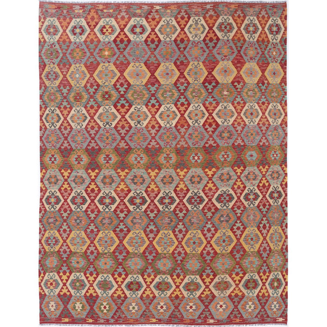 Maimana Kilim Hand-Woven Wool Kilim IVA0033493 - Natalia Rugs