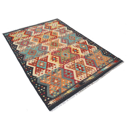 Maimana Kilim 4' 9" X 6' 6" Wool Hand-Woven Kilim 4' 9" X 6' 6" (145 X 198) / Multi / Multi