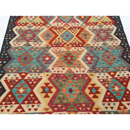 Maimana Kilim 4' 9" X 6' 6" Wool Hand-Woven Kilim 4' 9" X 6' 6" (145 X 198) / Multi / Multi