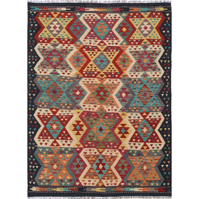 Maimana Kilim Hand-Woven Wool Kilim IVA0033503 - Natalia Rugs