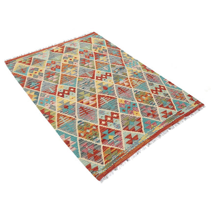 Maimana Kilim 4' 0" X 5' 9" Wool Hand-Woven Kilim 4' 0" X 5' 9" (122 X 175) / Multi / Multi