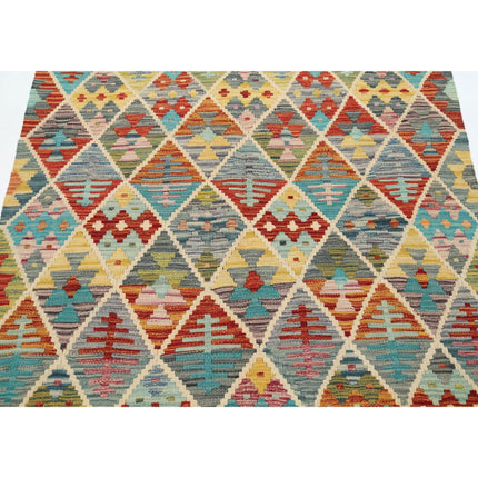 Maimana Kilim 4' 0" X 5' 9" Wool Hand-Woven Kilim 4' 0" X 5' 9" (122 X 175) / Multi / Multi