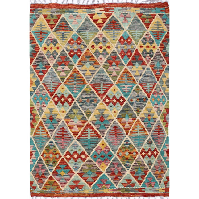 Maimana Kilim Hand-Woven Wool Kilim IVA0033509 - Natalia Rugs