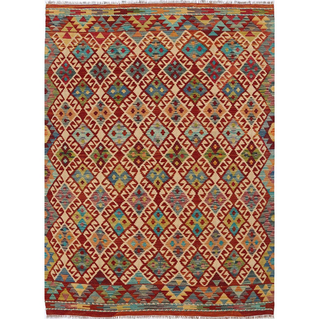 Maimana Kilim Hand-Woven Wool Kilim IVA0033511 - Natalia Rugs