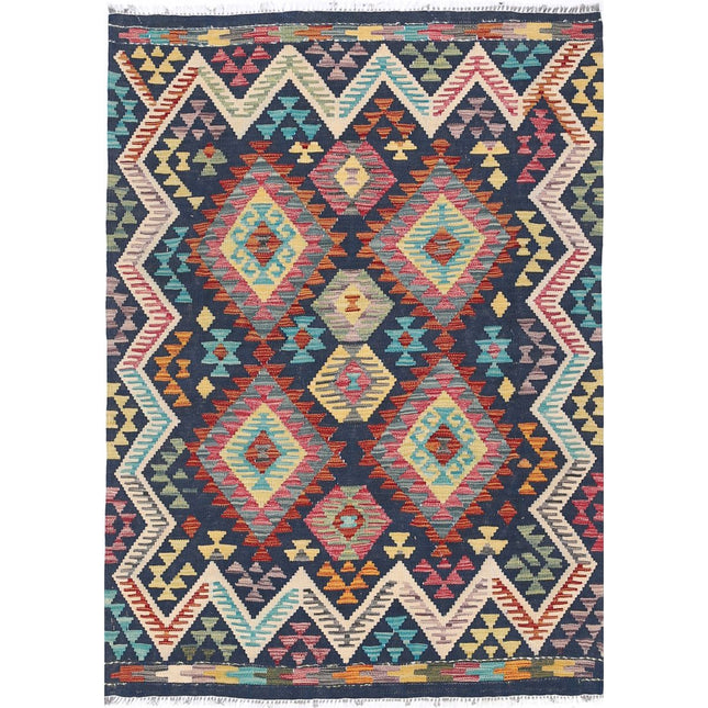 Maimana Kilim Hand-Woven Wool Kilim IVA0033532 - Natalia Rugs