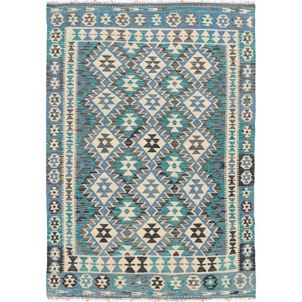 Maimana Kilim Hand-Woven Wool Kilim IVA0033546 - Natalia Rugs