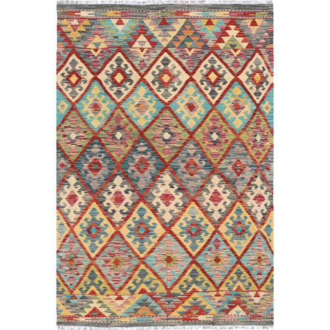 Maimana Kilim Hand-Woven Wool Kilim IVA0033555 - Natalia Rugs