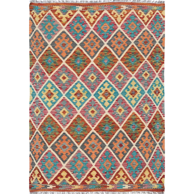 Maimana Kilim Hand-Woven Wool Kilim IVA0033557 - Natalia Rugs