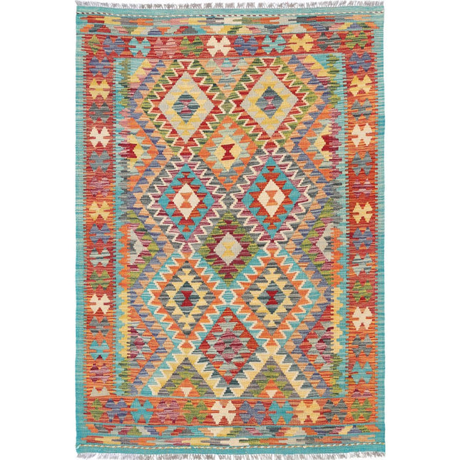 Maimana Kilim Hand-Woven Wool Kilim IVA0033558 - Natalia Rugs