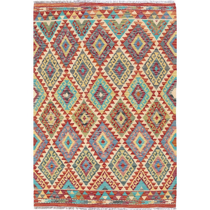 Maimana Kilim Hand-Woven Wool Kilim IVA0033562 - Natalia Rugs