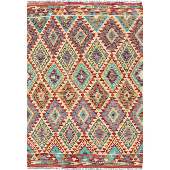 Maimana Kilim Hand-Woven Wool Kilim IVA0033562 - Natalia Rugs