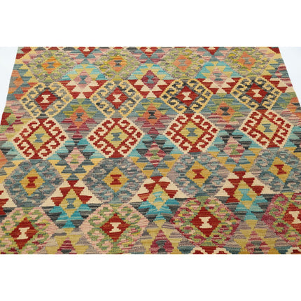 Maimana Kilim 4' 2" X 5' 10" Wool Hand-Woven Kilim 4' 2" X 5' 10" (127 X 178) / Multi / Multi