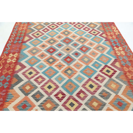 Maimana Kilim 6' 7" X 9' 11" Wool Hand-Woven Kilim 6' 7" X 9' 11" (201 X 302) / Multi / Multi