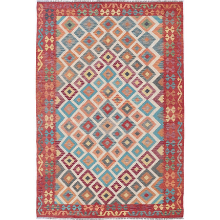 Maimana Kilim Hand-Woven Wool Kilim IVA0033565 - Natalia Rugs