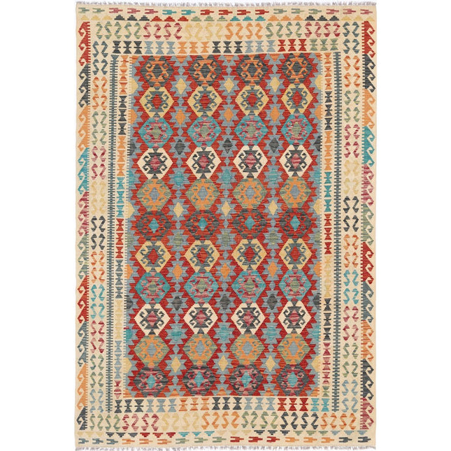 Maimana Kilim Hand-Woven Wool Kilim IVA0033611 - Natalia Rugs