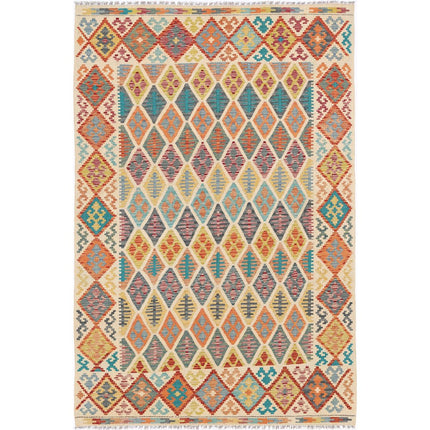 Maimana Kilim Hand-Woven Wool Kilim IVA0033615 - Natalia Rugs