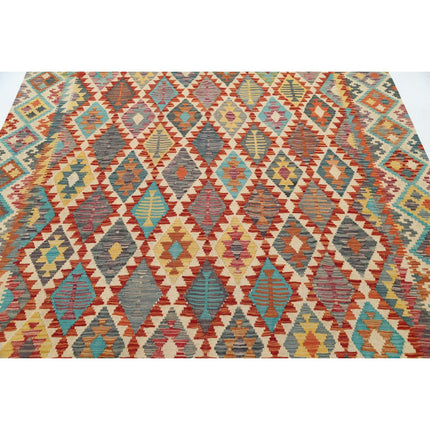 Maimana Kilim 6' 10" X 9' 9" Wool Hand-Woven Kilim 6' 10" X 9' 9" (208 X 297) / Multi / Multi