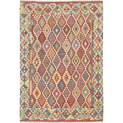 Maimana Kilim Hand-Woven Wool Kilim IVA0033624 - Natalia Rugs