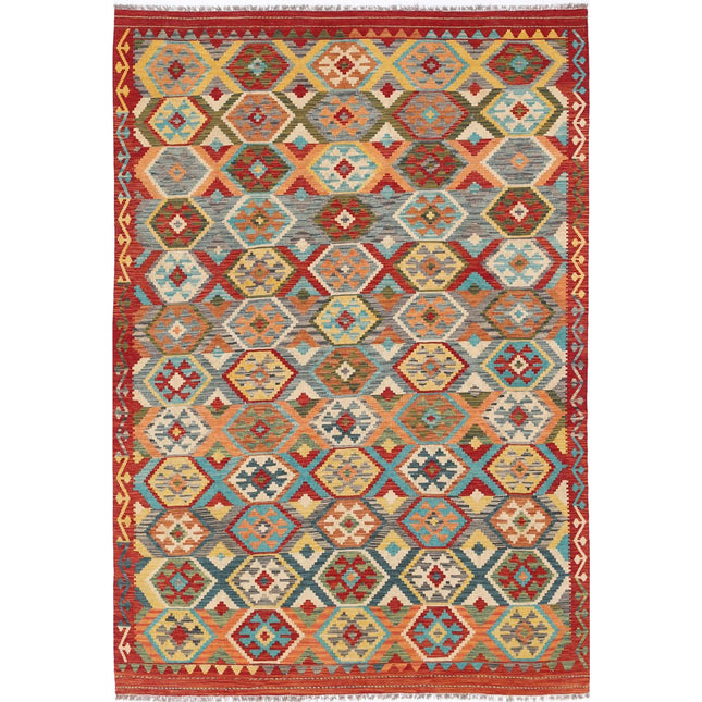 Maimana Kilim Hand-Woven Wool Kilim IVA0033630 - Natalia Rugs