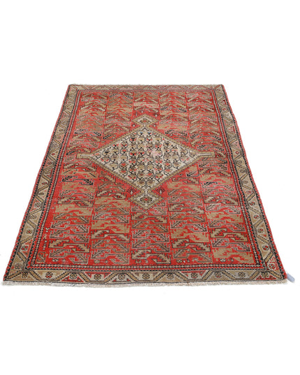 Malayer 3' 9" X 5' 7" Hand Knotted Wool Rug 3' 9" X 5' 7" (114 X 170) / Rust / Wool