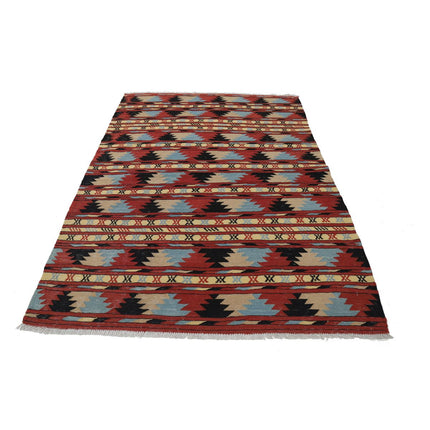 Maliki Kilim 3' 4" X 4' 9" Wool Hand-Woven Kilim 3' 4" X 4' 9" (102 X 145) / Multi / Multi