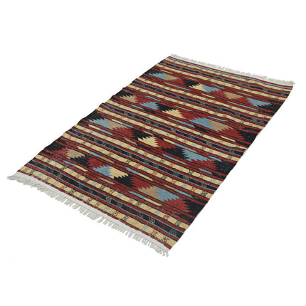 Maliki Kilim 3' 1" X 4' 6" Wool Hand-Woven Kilim 3' 1" X 4' 6" (94 X 137) / Multi / Multi