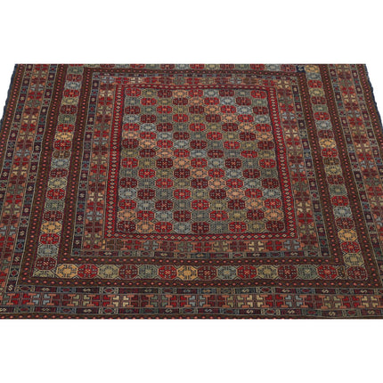 Maliki Kilim 4' 2" X 5' 11" Wool Hand-Woven Kilim 4' 2" X 5' 11" (127 X 180) / Multi / Multi