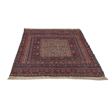 Maliki Kilim 4' 0" X 5' 9" Wool Hand-Woven Kilim 4' 0" X 5' 9" (122 X 175) / Multi / Multi