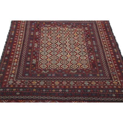 Maliki Kilim 4' 0" X 5' 9" Wool Hand-Woven Kilim 4' 0" X 5' 9" (122 X 175) / Multi / Multi