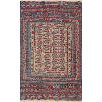 Maliki Kilim Hand-Woven Wool Kilim IVA0024122 - Natalia Rugs