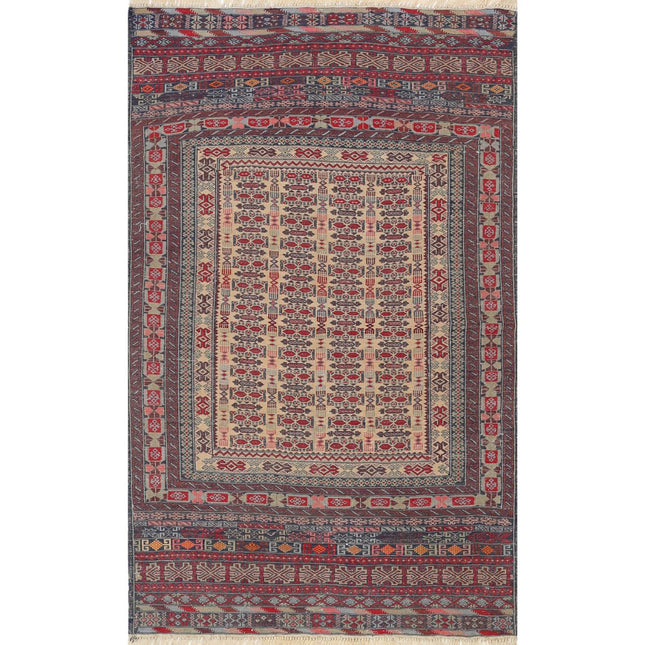 Maliki Kilim Hand-Woven Wool Kilim IVA0024122 - Natalia Rugs