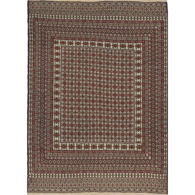 Maliki Kilim Hand-Woven Wool Kilim IVA0024126 - Natalia Rugs