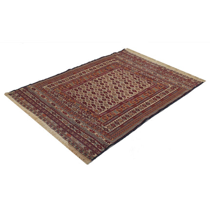 Maliki Kilim 4' 1" X 5' 10" Wool Hand-Woven Kilim 4' 1" X 5' 10" (124 X 178) / Multi / Multi