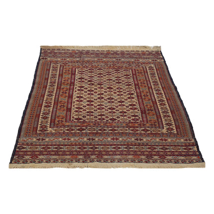 Maliki Kilim 4' 1" X 5' 10" Wool Hand-Woven Kilim 4' 1" X 5' 10" (124 X 178) / Multi / Multi