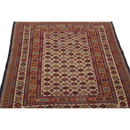 Maliki Kilim 4' 1" X 5' 10" Wool Hand-Woven Kilim 4' 1" X 5' 10" (124 X 178) / Multi / Multi