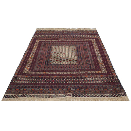 Maliki Kilim 4' 1" X 6' 3" Wool Hand-Woven Kilim 4' 1" X 6' 3" (124 X 191) / Multi / Multi