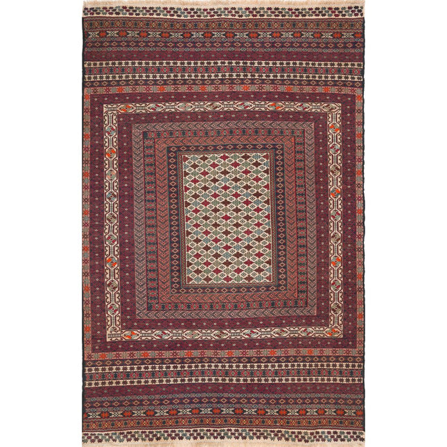 Maliki Kilim Hand-Woven Wool Kilim IVA0024129 - Natalia Rugs